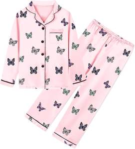 Ensembles de vêtements pour filles 2025 Meilleures offres Printemps Hiver à manches longues Filles Garçons Pyjamas Col rond Respirant Ensembles de vêtements pour filles soyeux - Product Image 3