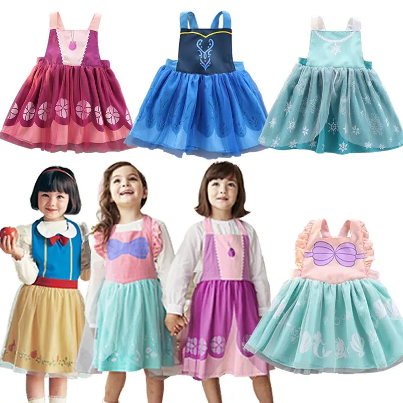 Celemek Princess untuk Anak Perempuan, Celemek Seni Memasak Tahan Air untuk <span class=keywords><strong>Kostum</strong></span> Anak Perempuan