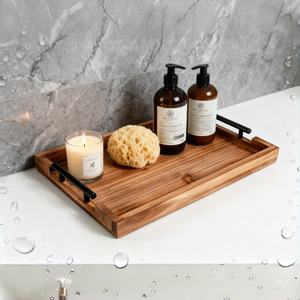 Wooden <b>Tray</b> Set 3 Piece Solid Wood Square Serving <b>Tray</b> For Hotel Coffee <b>Tea</b> Service - Product Image 4
