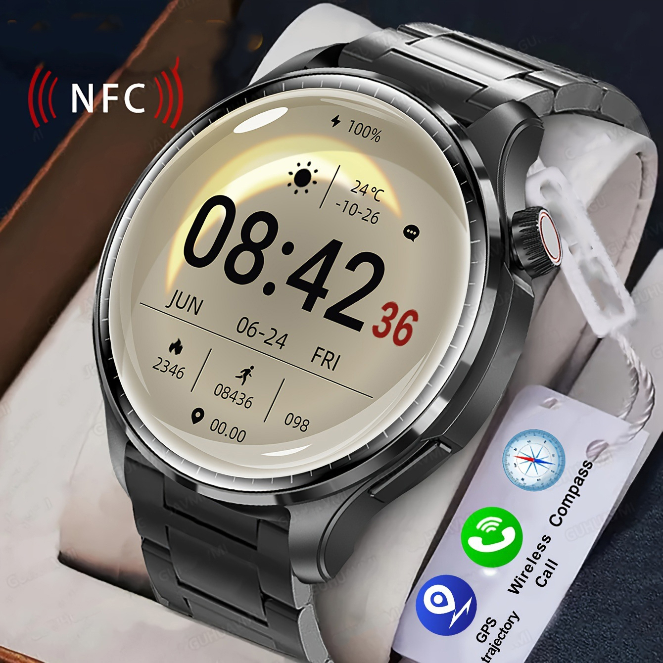 M13 Business &amp; Sports Smartwatch (NFC &amp; Built-In Compass)