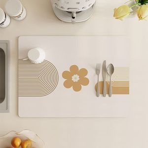 Tapis d'évier de cuisine en terre de diatomée, frais et élégant, séchage rapide, antidérapant, pour vaisselle, bols et baguettes - Product Image 2