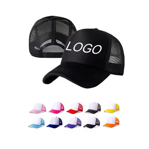 Casquette Trucker Unisexe Noire en Maille à 5 Panneaux, Vierge, en Polyester, Personnalisable avec Logo Brodé, Marque Privée, Haute Qualité, Vente en Gros - Product Image 1