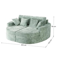 Nordischer Minimalistischer Runder Kompressionsgurt-Sessel Stoffsofa Ausziehbar Gepolstert Zweisitzer für Apartment und Villa