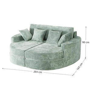 Sofá de Tela Redondo de Estilo Nórdico Minimalista con Correas de Compresión, Sofá <span class=keywords><strong>Extensible</strong></span> Tapizado de Dos Plazas para Apartamento y Villa - Product Image 5