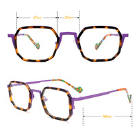 Gafas de Diseño de Lujo, Coloridas, de Acetato con Metal, Montura Cuadrada, Modernas