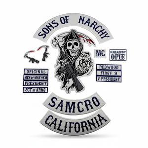 Parches Bordados Personalizados para Motocicleta, Corazón SONS of NARCHY SAMRCO CALIFORNIA MC, Juego de 10 Parches para Chaqueta y Gorra - Product Image 1