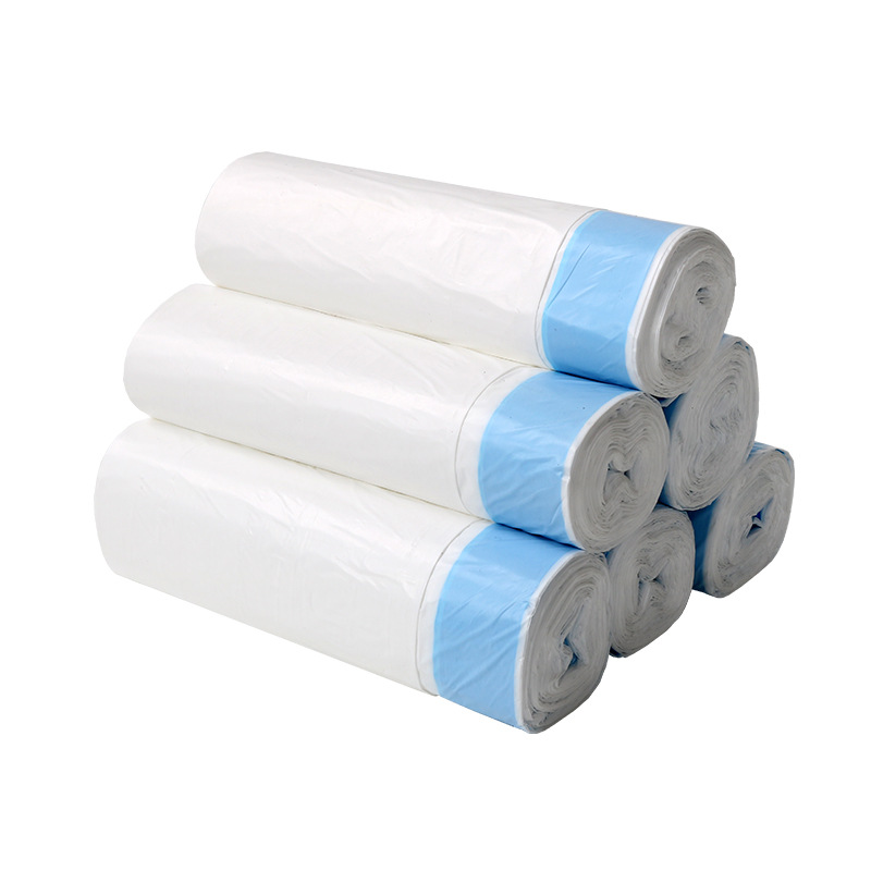 Blue drawstring garbage bags
