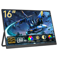Monitor Portátil Inalámbrico para Juegos Eimio OEM ODM de 16 Pulgadas, 100% SRGB, 60Hz, con Batería de 210 Minutos para Viajes y Entretenimiento