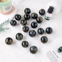 Vente en gros de boules de pierres précieuses naturelles polies, artisanat en cristal, boule de pierre œil de tigre bleue, décoration Feng Shui