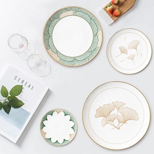 Hot Sale Luxury Bone China <b>Dinnerware</b> Sets Elegant Gold Rim Charger Plates with Round Pattern Wedding Table Decorations - Product Image 3