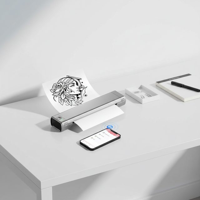 Phomemo M08F Mini Portable Thermal Printer 203DPI Supports A4/Letter Size Used Printing Wireless Tattoo Transfer