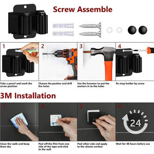 Juego de <span class=keywords><strong>Accesorios</strong></span> de <span class=keywords><strong>Baño</strong></span> de Metal Ecológico de Ocho Piezas, Color Negro, para Montar en la Pared <span class=keywords><strong>Sin</strong></span> Taladrar, en Existencia - Product Image 6