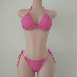 Ensemble de maillots de <span class=keywords><strong>bain</strong></span> de luxe pour femmes 2026, avec logo personnalisé, sexy, 3 pièces, pour le fitness, comprenant un micro mini bikini, un t-<span class=keywords><strong>shirt</strong></span> court et un maillot de <span class=keywords><strong>bain</strong></span> uni à motif fruité - Product Image 3