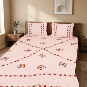 Peach Deer Pattern Handmade 100% Cotton Bedsheet - Product Image 2