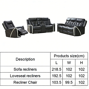Juego de Sofás Convertibles Europeos Modernos de Poliuretano y Cuero Combinados con Almacenamiento, Sillón Reclinable Ergonómico, Muebles para Sala de Estar - Product Image 6