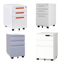Meuble de rangement mobile en acier à 2 tiroirs pour classement, sous le bureau, en métal, avec serrure et roulettes