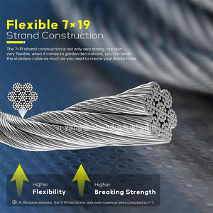 Câble en acier inoxydable T304 de 3/16''/4,8 mm, 7x19 brins, <span class=keywords><strong>pour</strong></span> construction, garde-corps, câble de suspension et équipement de levage - Product Image 2