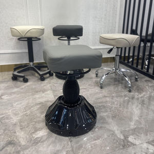 Tabouret de pédicure bleu pour salon de beauté moderne Chaise de technicien de pédicure à ongles avec roues à rotation hydraulique - Product Image 5