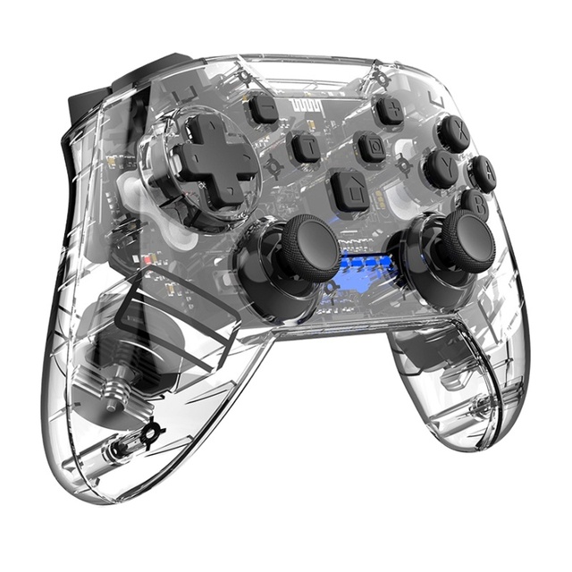 Clear Black Transparent Rapid Fire 6-Axis Dual Vibration Motion Sensor Wireless Gamepad Controller