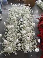 Perlengkapan Dekorasi Pernikahan Bunga Mawar Putih Buatan, Bunga Babys Breath Palsu, Dekorasi Meja Tengah