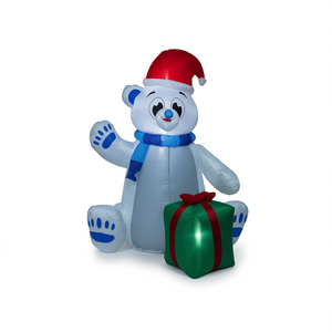 Oso Polar Inflable Navideño con Luces LED de 8 Pies, Decoración Navideña para Jardín, Multicolor, PVC - Product Image 1