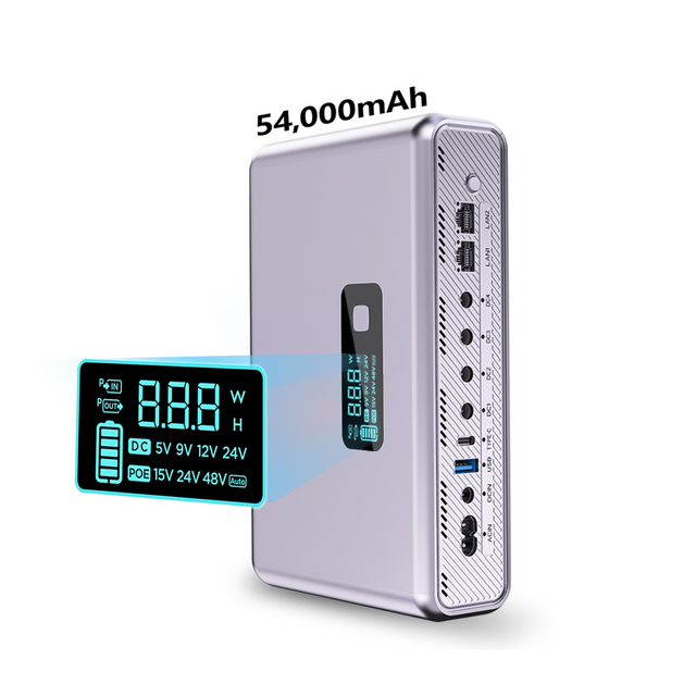 54000mAh 12 24V Portable Uninterruptible Backup Battery Power Supply AC DC MIni Ups for Wifi Para Router Camera and Modems Poe