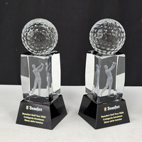 Trophées de golf en cristal sculpté en gros pour usines, récompenses et plaques de qualité pour compétitions sportives