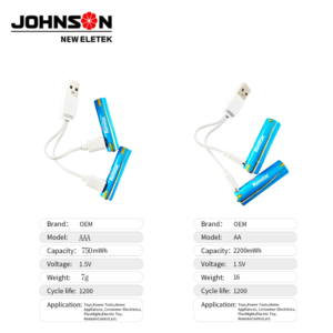 1.5V 2500mwh có thể sạc lại Li-ion pin xu hướng mới <span class=keywords><strong>AA</strong></span> AAA Type-C pin <span class=keywords><strong>Lithium</strong></span> ion với USB sạc cáp - Product Image 2