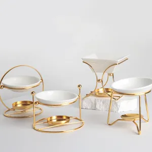 Lüks altın Metal koku aromaterapi uçucu yağ isıtıcı difüzör Tealight mumluk yağ yakıcı Yoga Spa ev dekor için - Product Image 1