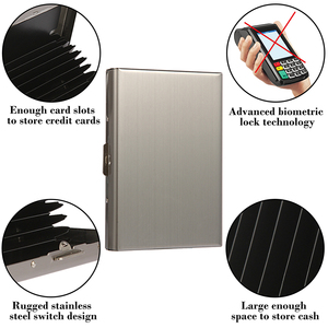 Dompet Logam penahan RFID Stainless Steel, dompet pria kapasitas besar, dompet penyimpan tempat kartu bisnis, dompet logam penghalang RFID, baja anti karat, ramping - Product Image 4