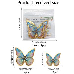 A Set of 12pcs 3D butterfly Background Wall Stickers with Gold Foil Gilding Technique for Wedding Festival Decoration - Product Image 6