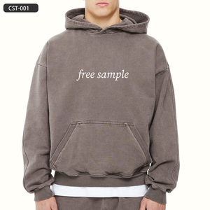 Sudadera con capucha de lavado Vintage para hombre, ropa de calle de peso pesado de algodón 100%, de gran tamaño Sudadera con capucha, sudadera con hombros caídos en blanco lavada con ácido para hombre - Product Image 1