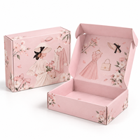 Boîte d'expédition en carton ondulé rose personnalisée, boîte cadeau de luxe biodégradable avec logo personnalisé
