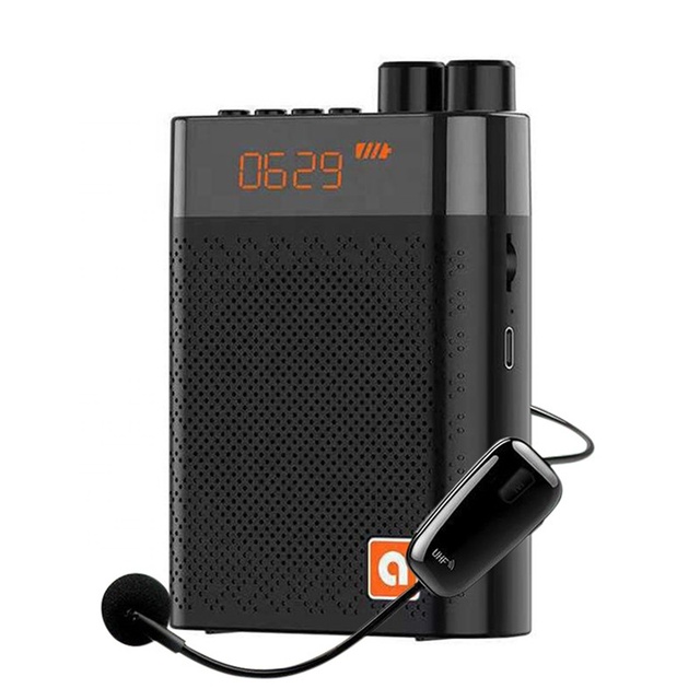 Mini Portable Wearable Metal Wireless Microphone Loudspeaker with Rechargeable Battery 5W Amplifier FM Radio for Teacher Guide