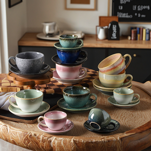 <span class=keywords><strong>Set</strong></span> tazza da <span class=keywords><strong>caffè</strong></span> in ceramica impilabile personalizzata Kingze 110ml 250ml 350ml eleganti tazze e piattini in porcellana - Product Image 3