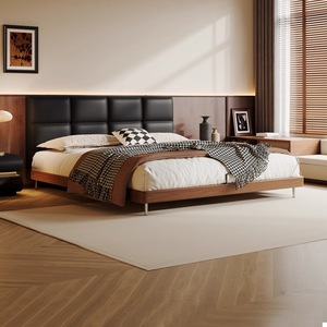 Ensemble mobilier <span class=keywords><strong>moderne</strong></span> bon marché pour <span class=keywords><strong>chambre</strong></span> de direction Lit double pour adultes emballage plat avec matelas - Product Image 1