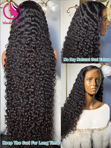 Nguyên Brazil mật độ 200 40 inch HD sâu sóng ren phía trước Tóc Giả 13x4 ren phía trước tóc con người kinky thẳng Jerry Curl sóng tự nhiên - Product Image 2