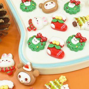 Kawaii giáng sinh phong cách thỏ và gấu flatback nhựa cabochons cho Diy kem keo thủ công kẹp tóc điện thoại trường hợp de - Product Image 3