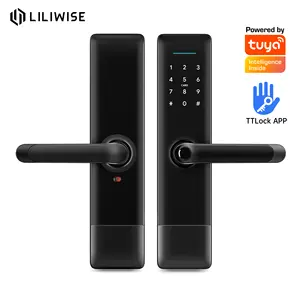 Lilivise防水屋外高セキュリティ電気デジタル指紋スマートドアロックTuya APP TTLOCK BLE Wifiモバイルロック付き