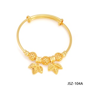 JXX Pulsera de Oro de 24k con Baño de Oro para Adultos, Diseño de Hoja de Diamante y Corazón, Estilo Mariposa, Joyería para Mujer, Gran Venta - Product Image 3