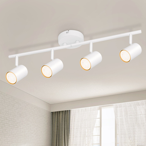 Foco de Techo GU10 Moderno de 4 Vías, Barra Recta, Metal Blanco, Montaje Superficial, para Sala de Estar y Dormitorio, Suministro del Fabricante - Product Image 1