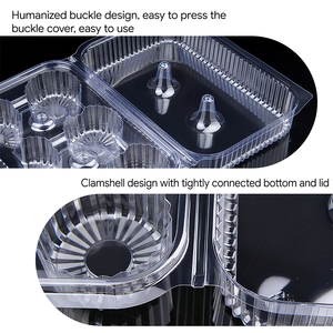 Boîte en plastique transparente jetable personnalisée en PET de qualité alimentaire pour la conservation des biscuits, boîte à emporter pour aliments, boîte en plastique à clapet - Product Image 3