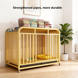 Nouvelle niche de luxe pour grands chiens – Tubes en acier robustes, roues durables, revêtement poudré, capacité de 140 lb, utilisation intérieure/extérieure - Product Image 2