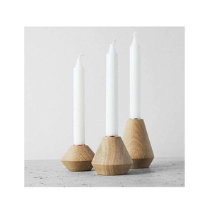 Minimalist Wooden <b>Candle</b> Holders <b>Set</b> With Geometric Shape Smooth Finish And Modern Style Perfect For Elegant Home Decor - Product Image 3