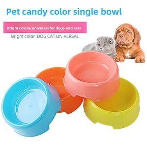 Toptan çevre dostu katı desen plastik hayvan mama kabı şeker renkli yuvarlak kedi ve köpek maması kasesi - Product Image 2