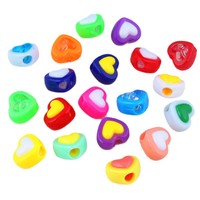 Perles de cheveux en acrylique bicolores en forme de cœur à grand trou, manchettes pour dreadlocks, accessoires pour tresses africaines, perles lâches, bijoux pour perruques à tresser DIY