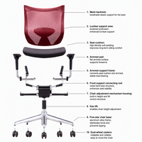 Chaise de bureau moderne en maille, siège ergonomique de direction avec base en aluminium, dossier haut inclinable, fournisseur OEM