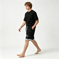 Shorts graphiques noirs style streetwear effet délavé, ourlet déchiré, coupe ample, bas de tenue d'été pour hommes, service de personnalisation de logo de haute qualité