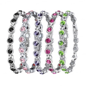 Wholesale Stainless Steel Silver Plated Magnetic Therapy Classic <b>Bracelet</b> Women Crystal Pain Relief Waterproof Trendy Health - Product Image 1