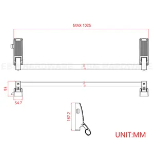 European India Emergency Panic Exit Device Single Push Rod Panic Bar Lock Press Anti Panic Push Bar For Fire Door